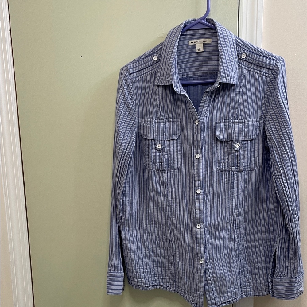 Banana Republic Navy Striped Shirt